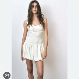 Zara White Bubble Hem Dress